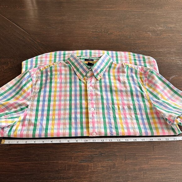 J.Crew Men Slim Short-Sleeve Flex Washed Casual Shirt Multicolor Plaid - Picture 5 of 7